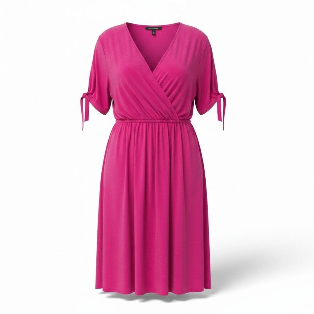 Lane Bryant Fuchsia Wrap-Front Midi Dress